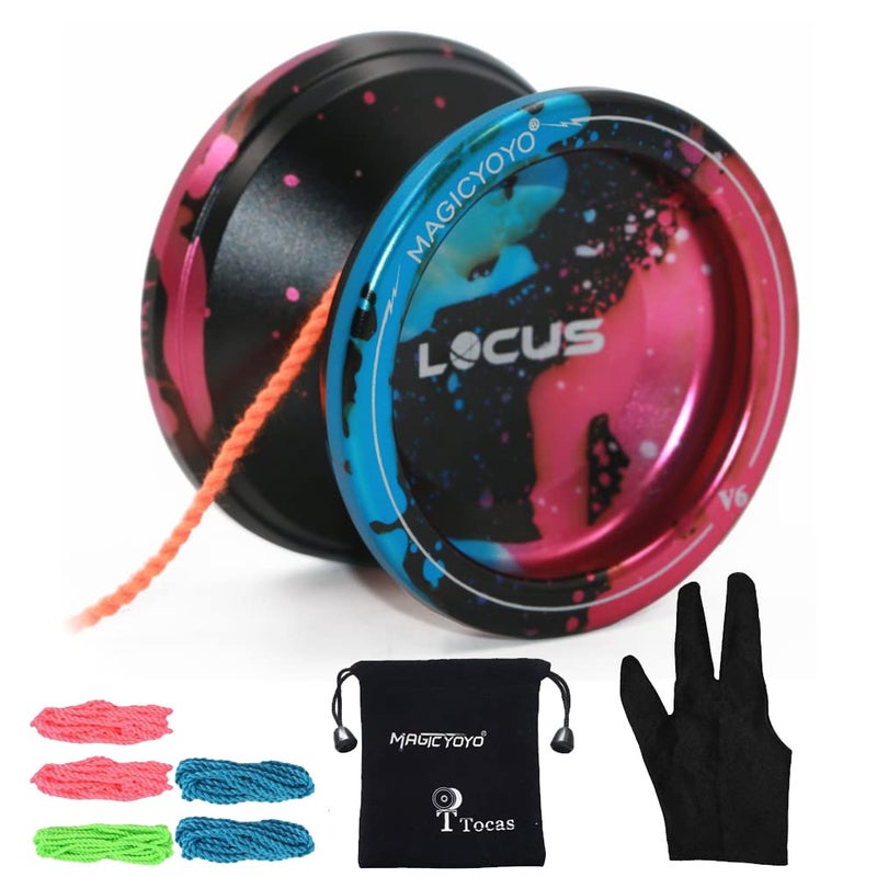 MAGICYOYO V6 Locus Yoyos Pro Responsive Yoyo for Kids to Adults | Beginner to Advanced Cool Tricks Yo-Yos | Metal Yo-yo Ball with 5 Yo Yos Strings + Glove+ Bag+ User Manual Kit | Blue&Pink&Black ï»¿ - Image 1